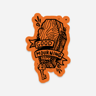 Good Mourning Coffin Sticker - Orange