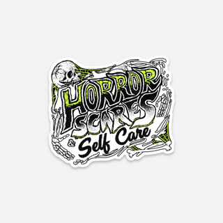 Horror Scares & Self Care Sticker - White