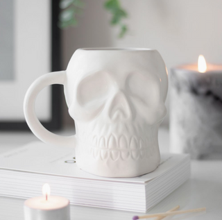 Matte White Gothic Halloween Skull Mug